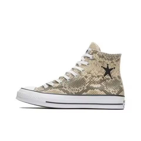 Stussy X Converse ALL STAR CHUCK Canvas Shoes Unisex High Top Beige Brown