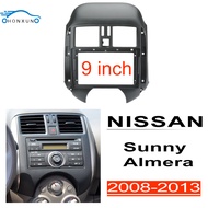 Honxun หน้ากากวิทยุ NISSAN Sunny Almera 2008-2013 กรอบวิทยุ 2din ปกวิทยุ ใช้สำหรับจอเครื่องเสียงรถยน