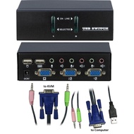 2 port VGA KVM switch, with 2 x 1.8 meter KVM Cables – USB &amp; Audio interface (Model: KSC-102U)