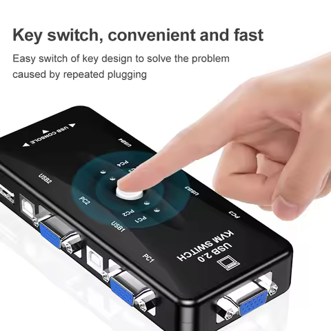 2 And 4 Port VGA KVM Switch 1080P USB2.0 Splitter Mouse Keyboard Printer Pendrive Share Switcher Box
