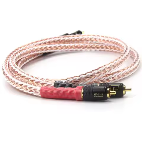 Pair Hi-End RCA Interconnect Cable 8TC 7N OCC Pure copper HiFi RCA Audio Cable Male to Male Gold-Pla