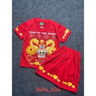 MERAH Chinese New Year Clothes Set Red Dres Chengsam Newyear Teenage Boys Girls Tops Bottoms Childre