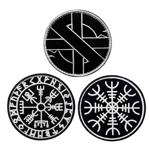 Norse Viking Compass Lunavin Odin Rune Vegvis Is Tactical Patch Armband Hook Badges for Denim Clothi