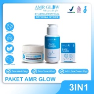 AMR GLOW - Paket Amr Glow Skincare All Skin x 1 Paket 3in1 Dengan 1pot Cream Extra isi Netto 20gr
