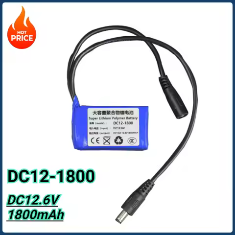 Portable DC12-1800 12V Polymer Lithium Battery Pack 1800mAh Rechargeable Compact Mini 3 Series Heati