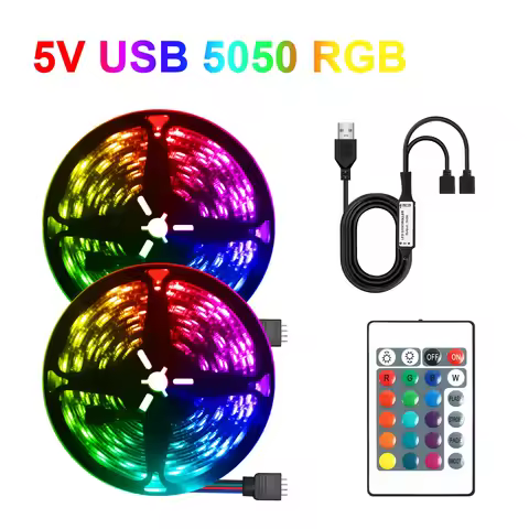 RGB LED Strip Lights Color Changing 5V USB Led Light Flexible Lamp Tape for Room Decoration TV Backl