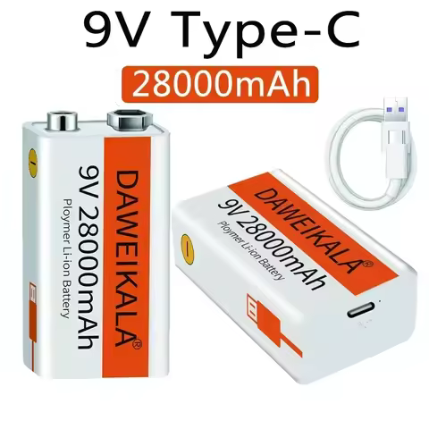 New Original 6F22 9V 12800mAh USB Fast Charging Line LI-ION Rechargeable Battery 9v Battery For Elec
