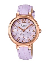 Casio Sheen粉紫色牛皮女裝手錶 [No .SHE3048PGL-6A]