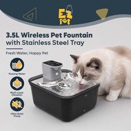 EZPET🐱【3.5L Wireless Pet Fountain with Stainless Steel Tray】Automatic Sensor Cat Water Fountain Pet 