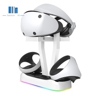 For PS VR2 Charging Station with Colorful RGB Light and Headset Holder,VR Game Controller Charging D