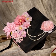 ELEGANT DIY Flowers Graduation Cap, Trencher Cap Bachelor Kids Academic Hat with Tassels, Mortar Boa