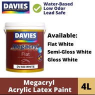 DAVIES MEGACRYL PREMIUM PAINT 1 GALLON FLAT | SEMI-GLOSS | GLOSS LATEX WHITE WALL PAINT