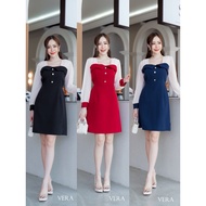 Hannah dress Long-Sleeved Decorated With Cream Chiffon With Pearl Buttons VERA Label