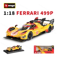 Bburago 1:18 499P 2025 LMH Sports Static Simulation Die Cast Vehicles Collectible Model Car Toys
