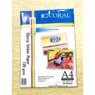A4 120gsm Glossy Coral Sticker Paper