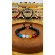Tridatu Cakra 7 Crystal Stone Bracelet with Onyx Stone - Chakra Energy Bracelet for Concentration an
