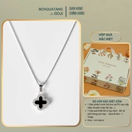 Women's 4-leaf clover silver necklace painted black and real silver - GOJI SILVER