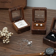 DayDayTo Jewelry Box Walnut Solid Wood Wedding Ring Box Small Jewelry Storage Table Top