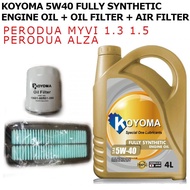 PERODUA MYVI MYVI LAGI BEST ALZA OIL FILTER + AIR FILTER + KOYOMA 5W40 FULLY SYNTHETIC ENGINE OIL