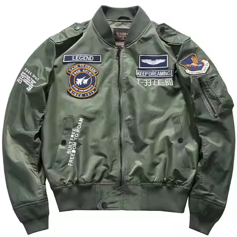 USA Man's Bomber Jacket Baseball Uniform Air Force One Army Aviation Jumper Aviator Workwear Basebal