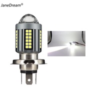 JaneDream Motorcycle Led Headlight H4 BA20D Headlight Projector Lens Moto Signal Lamp Bulb White Yel
