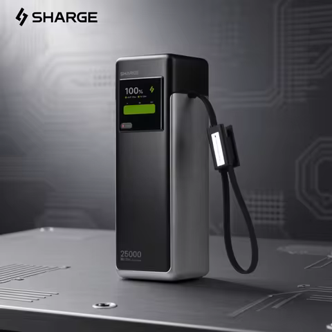 SHARGE 170W Laptop Power Bank 25000mAh Dual Built-in USB-C Cable Fast Charging Battery Pack for iPho