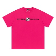 Welldone เสื้อยืดคอกลมแขนสั้นผ้าฝ้ายแท้หลวมสไตล์อเมริกันสำหรับฤดูร้อน ทรงหลวม สำหรับผู้ชายและผู้หญิง