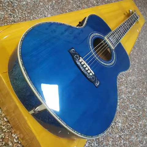 OM45 Luxury Series 40-inch solid wood cross-section sky blue bright acoustic guitar