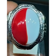 MERAH Red and White Agate Ring