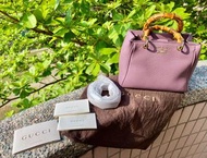 二手Gucci 368823紫色bamboo shopper mini tote 迷你竹節斜背包