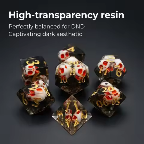 7Pcs/set Skull Dice Red Black D4 D6 D8 D10 D% D12 D20 Polyhedral Games Dice Set For Role Playing Boa