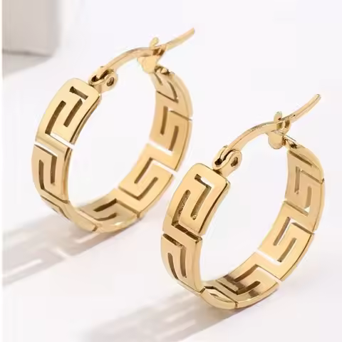 ORZTOON 2024 New Fashion Exquisite Gold Color Hollow Simple Earrings For Women Light luxury Wedding 