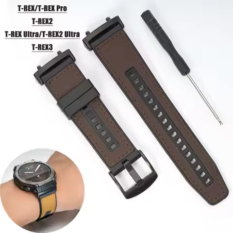 Leather Silicone Strap For Amazfit T Rex 3/2 Sports Women Men Bracelet Band Loop For Amazfit T-Rex/T