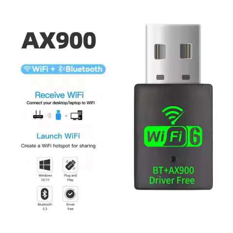 AX900 Wifi 6 Mini USB Dongle 600M Network Card BT 5.3 Receiver Dongle For Win 10/11 PC Dual Band 2.4