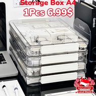 【1Pcs$6.9】Dustproof Acrylic Storage Box with Lid A4- Clear Desktop Organizer, Home Office Container 