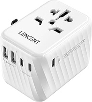 LENCENT Universal Travel Power Adapter, International AC Plug Adaptor with 5.6A 3 USB C 2 USB A Port