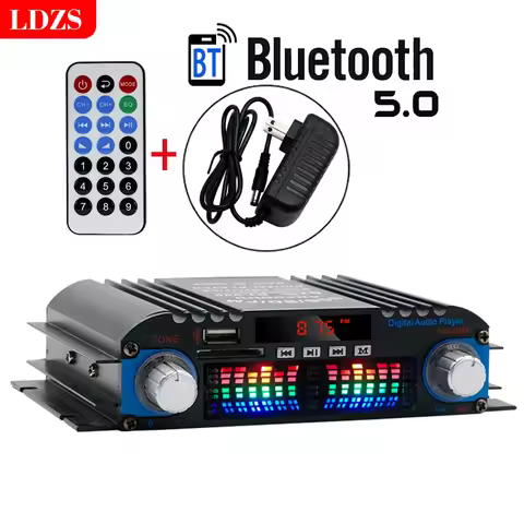 1800W Peak Power HiFi Sound Amplifier Digital 4 Channel Audio Amplifier Bluetooth Karaoke Player FM 