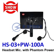 SHOW HS-03+PW-100A Headset Microphone with Phantom Power