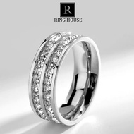 Nhẫn Đôi Cặp Nam Nữ Titan Màu Bạc Không Gỉ Đen CK Carti Đính Đá Sáng Đẹp Ring House