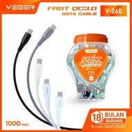 Kabel data VEGER V-250 MICRO / V-260 TYPE-C / V-270 LIGHTNING Fast Charging QC 3.0 12W ORIGINAL