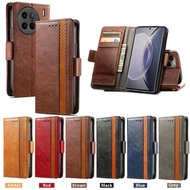 Casing Vivo X90 X90s X90 Pro X90 Pro+ X70 Pro Plus X70 Rfid Blocking Wallet Leather Flip Card Holder Slots Business Stand Cover Case