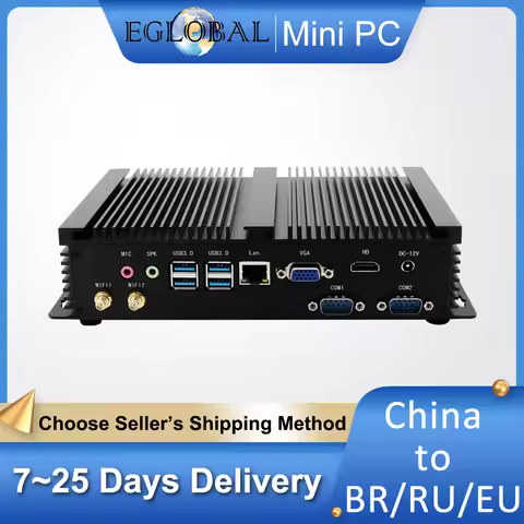 Fanless Mini PC i7 8565U i5 8265U i3 7020U Industrial Computer 24 Hours Working 2 COM HDMI VGA Dual 