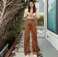 PRK กางเกงผ้ายืดเกาหลี NO.9127 ขา9ส่วน มีกระเป๋า 2ข้าง ฟรีไซส์