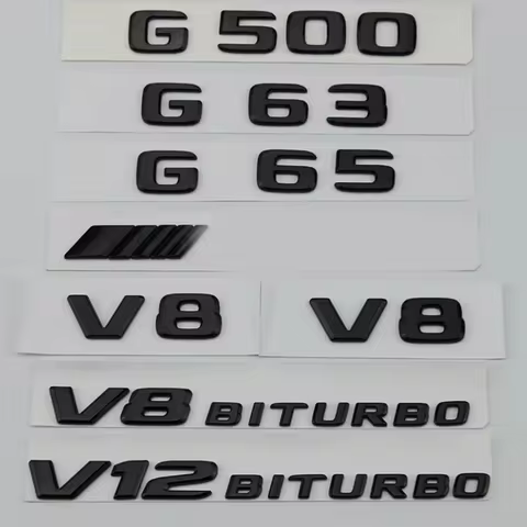 3D ABS Black Car Rear Trunk Badge Letters Logo G63 G65 G500 G550 V12 V8 BITURBO Emblem For Mercedes 