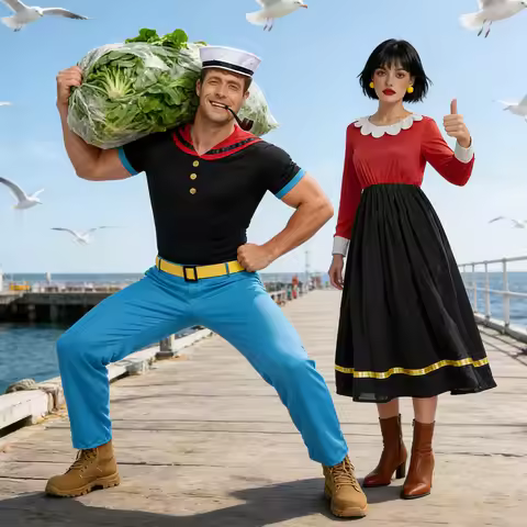 Classic Cartoon Popeye the Sailor Cosplay Costume With Hat Funny RolePlay Outfits For Men WOman Take