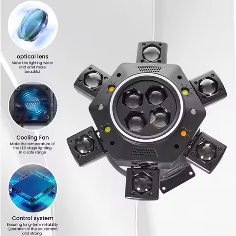 150W 6-Arm Moving Head DJ Light Remote Control Disco Party LED Beam Lights DMX512 Rotating Stage Eff