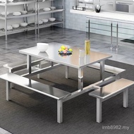 School Fast Food Dining Table Chair Staff One-Piece Stainless Steel 4-Person Table Chair Student Com
