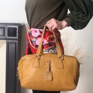 【 日本直送　名牌中古包 】PRADA プラダ ハンドバッグ キャメル ロゴ レザー ミニボストン vintage ヴィンテージ オールド witjyy