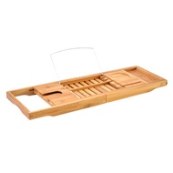 Bathtub Storage Box Tray with Extended Side Reading Rack Tablet Holder Mobile Phone Tray and Wine Gl