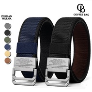 [CB] Men's Canvas Belt 2 Sides Premium Tactical Belt Iron Buckle Head Trendy AH-509-1